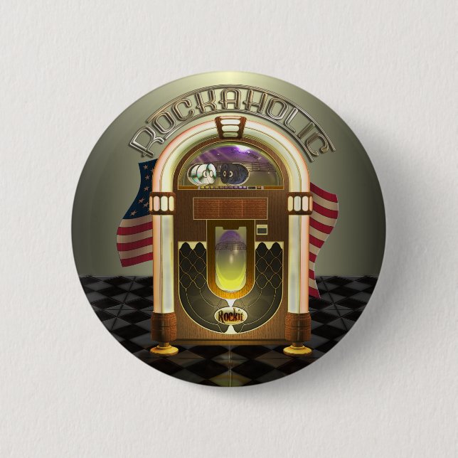 Badge Rond 5 Cm Boutons de Rockaholic de juke-box (Devant)