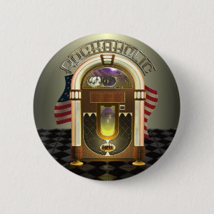 Badge Rond 5 Cm Boutons de Rockaholic de juke-box