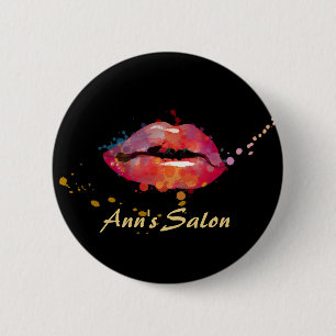 Badge Rond 5 Cm Boutons de salon à cheveux maquillage aux lèvres