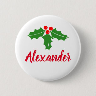 Badge Rond 5 Cm Boutons d'épingle Noël avec nom personnalisé