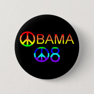 Badge Rond 5 Cm Boutons des signes de paix arc-en-ciel Obama 08