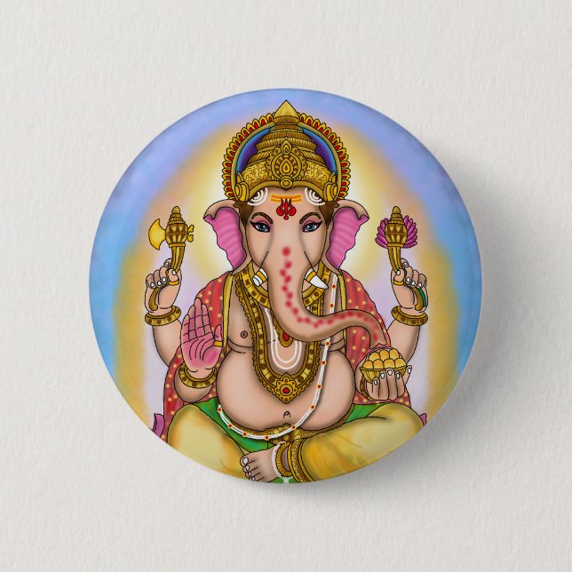 Badge Rond 5 Cm Boutons Designer Lord Ganesha (Devant)