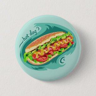 Badge Rond 5 Cm Boutons d'illustration Hot Dog