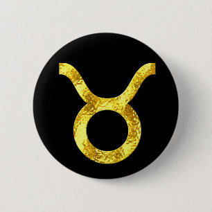 Badge Rond 5 Cm Boutons d'or noir de Taurus