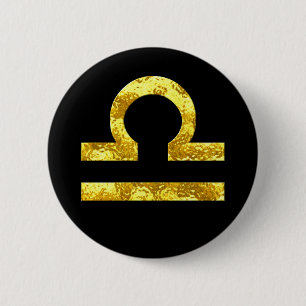 Badge Rond 5 Cm Boutons d'or noir Libra