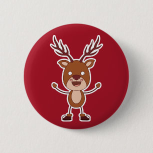 Badge Rond 5 Cm Boutons Drôle Reindeer