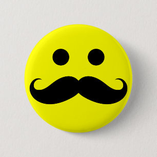 Badge Rond 5 Cm Boutons drôles de visage de moustache