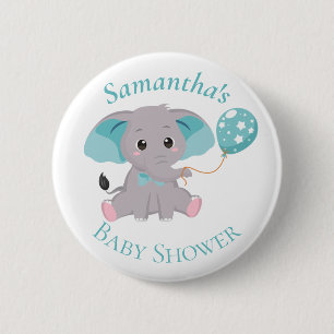 Badge Rond 5 Cm Boutons Eléphants Bleu Baby shower Bleu