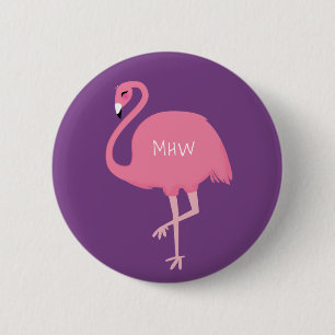 Badge Rond 5 Cm Boutons Flamant rose mignons