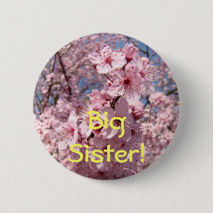 Badge Rond 5 Cm Boutons Grande Sœur ! Fleurs d'Arbre Fleurs Roses