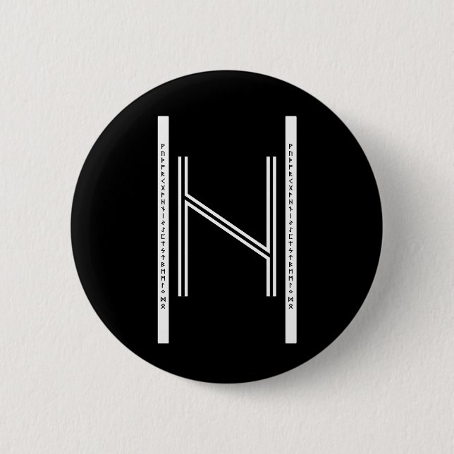 Badge Rond 5 Cm Boutons Hagalaz BW (Devant)