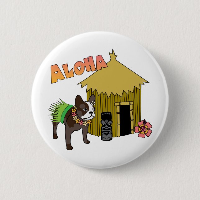 Badge Rond 5 Cm Boutons Hawaii Tiki Hula (Devant)