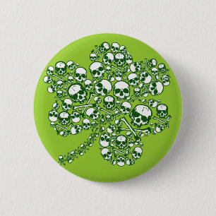 Badge Rond 5 Cm Boutons irlandais de shamrock de crânes gothiques