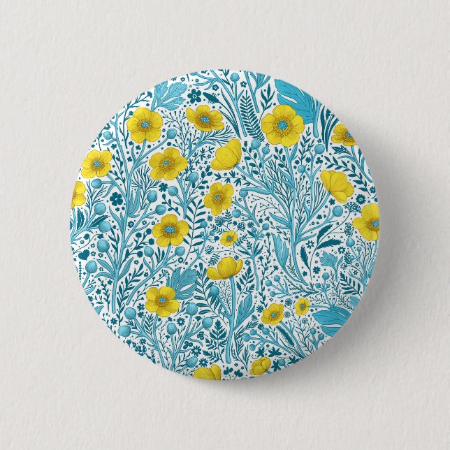 Badge Rond 5 Cm Boutons jaunes, bleus et blancs (Devant)