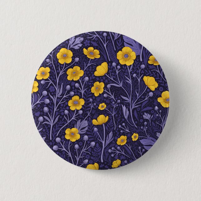 Badge Rond 5 Cm Boutons jaunes et violets (Devant)