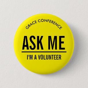 Badge Rond 5 Cm Boutons jaunes pour les bénévoles
