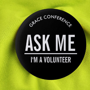 Badge Rond 5 Cm Boutons noirs pour bénévoles