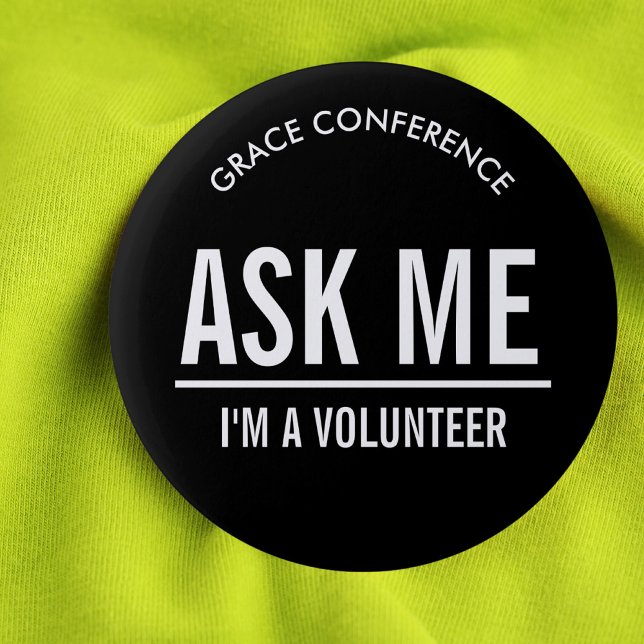 Badge Rond 5 Cm Boutons noirs pour bénévoles (Créateur téléchargé)