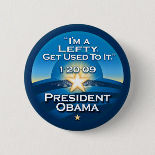 Badge Rond 5 Cm Boutons OBAMA "Je suis gaucher, faites avec."