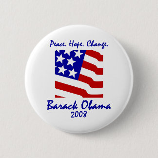 Badge Rond 5 Cm Boutons Paix, Espoir, Changer Obama