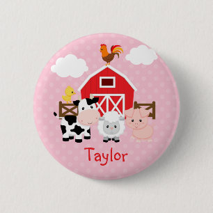 Badge Rond 5 Cm Boutons personnalisés d'enfants d'animaux de ferm