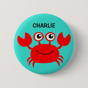 Badge Rond 5 Cm Boutons personnalisés Happy Crab