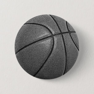 Badge Rond 5 Cm Boutons Pinback de basketball en niveaux de gris