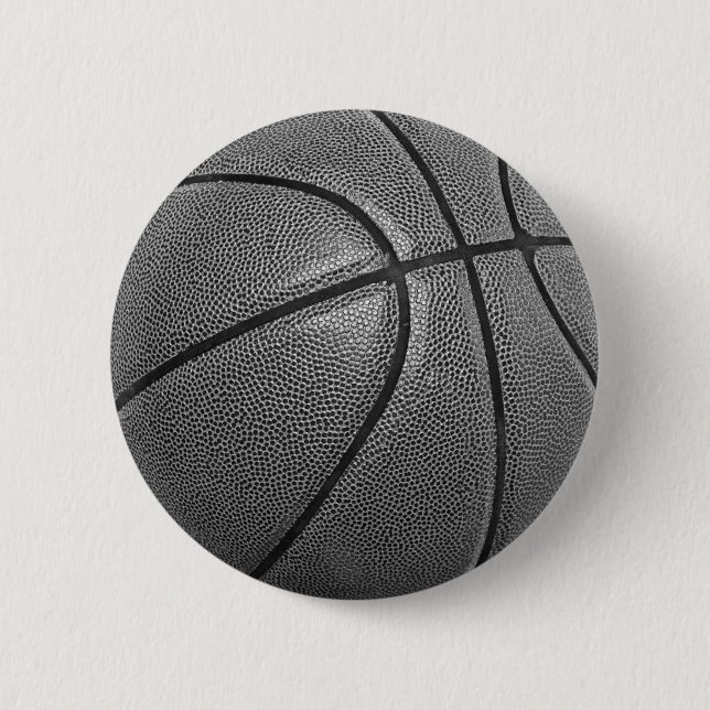 Badge Rond 5 Cm Boutons Pinback de basketball en niveaux de gris (Devant)