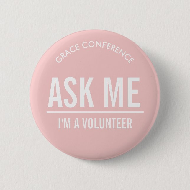 Badge Rond 5 Cm Boutons Rose Blush pour Bénévoles (Devant)