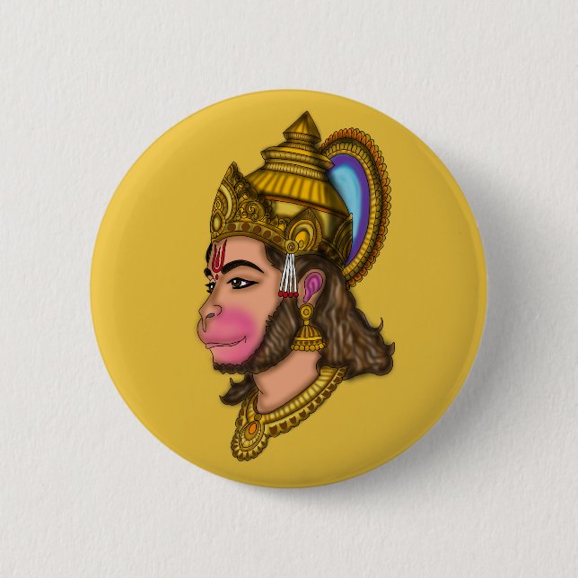 Badge Rond 5 Cm Boutons Seigneur Hanuman (Devant)