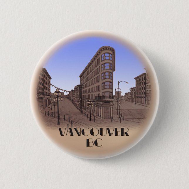Badge Rond 5 Cm Boutons souvenirs de Vancouver Boutons Gastown Art (Devant)