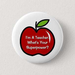 Badge Rond 5 Cm Boutons superbes de professeur avec la pomme rouge