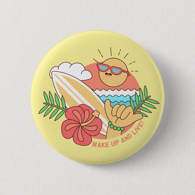 Badge Rond 5 Cm Boutons Surf été (Devant)