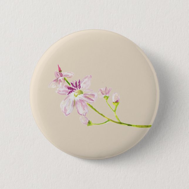 Badge Rond 5 Cm Boutons thème floral vanille  (Devant)