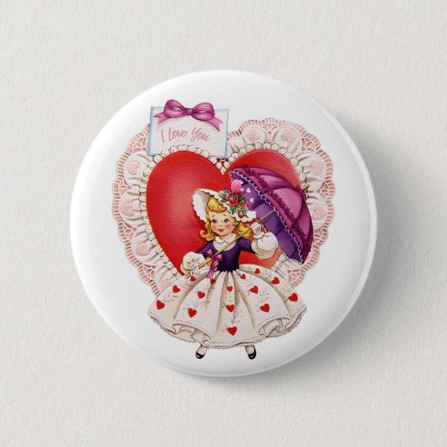 Badge Rond 5 Cm Boutons Valentine vintage (Devant)