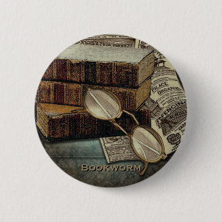 Badge Rond 5 Cm Boutons vintages de rat de bibliothèque de lecture
