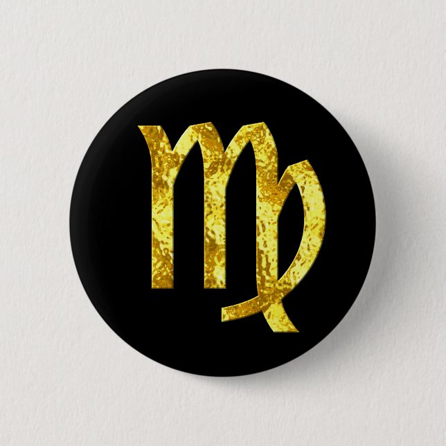 Badge Rond 5 Cm Boutons Virgo Black Gold (Devant)