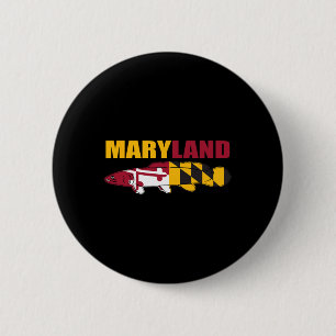 Badge Rond 5 Cm Bowfin Fish - Maryland State Flag Pêche