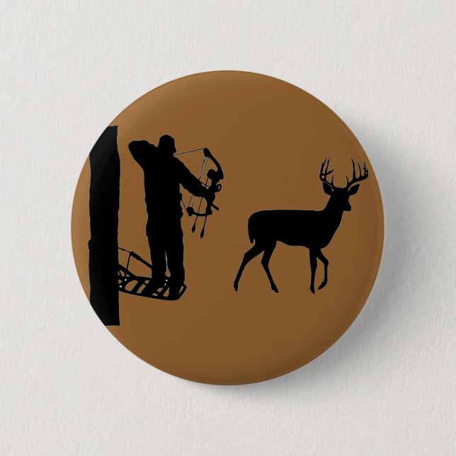 Badge Rond 5 Cm Bowhunter dans des cerfs communs de tir de (Devant)