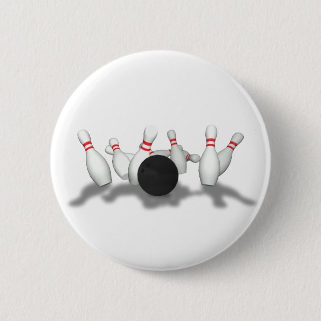 Badge Rond 5 Cm   Bowling Ball & Pins : Modèle 3D: (Devant)