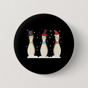 Badge Rond 5 Cm Bowling Boule de Noël Pins de bowling Santa Hat Ca