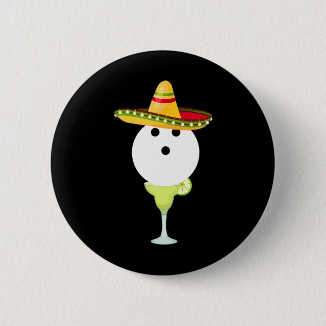 Badge Rond 5 Cm Bowling Byll Avec Sombrero Et Margarita Sport Cin (Devant)