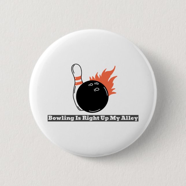 Badge Rond 5 Cm Bowling est droit dans ma ruelle (Devant)