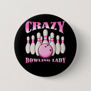 Badge Rond 5 Cm Bowling Femme Cute Bowler Lady