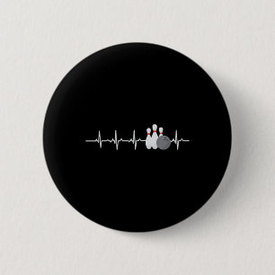 Badge Rond 5 Cm Bowling Heartbeat Funny Bowler League Team Don Me