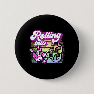Badge Rond 5 Cm Bowling Party Rolling En 8 Bowling Anniversaire