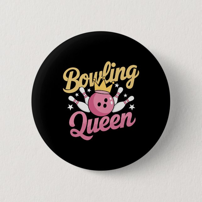 Badge Rond 5 Cm Bowling Queen Bowler Funny Bowling (Devant)