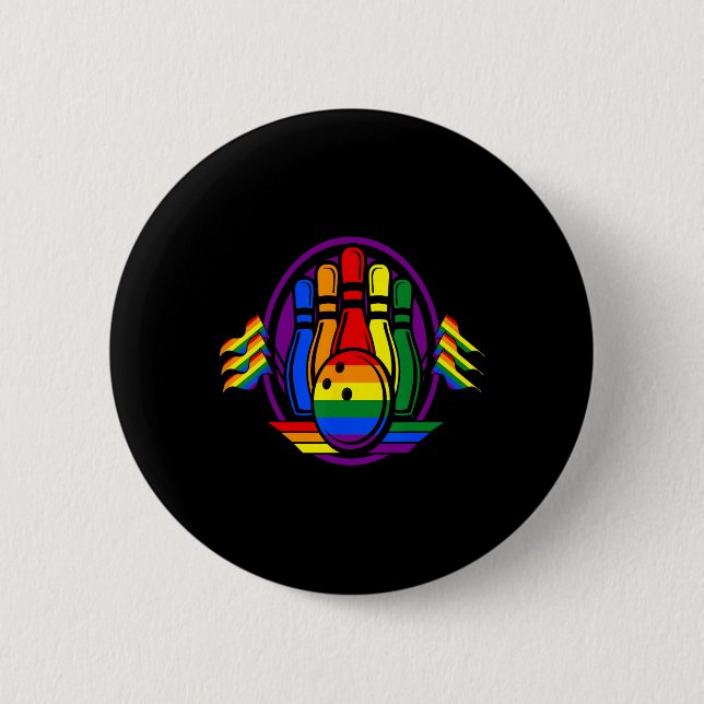 Badge Rond 5 Cm Bowling Rainbow Drapeau Lgbt-q Gay pride Cool Ally (Devant)