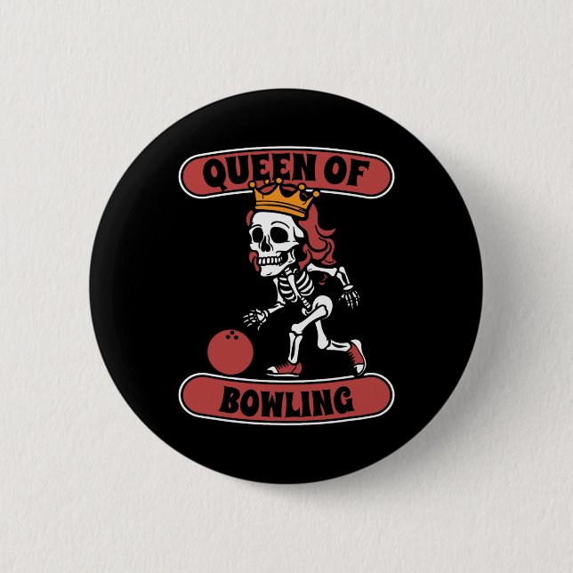 Badge Rond 5 Cm Bowling Skeleton Team League - Alley Bowler Queen (Devant)