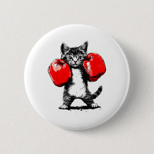 Badge Rond 5 Cm Boxe Chat Sport Gants Cool Mignonne Hommes Drôle
